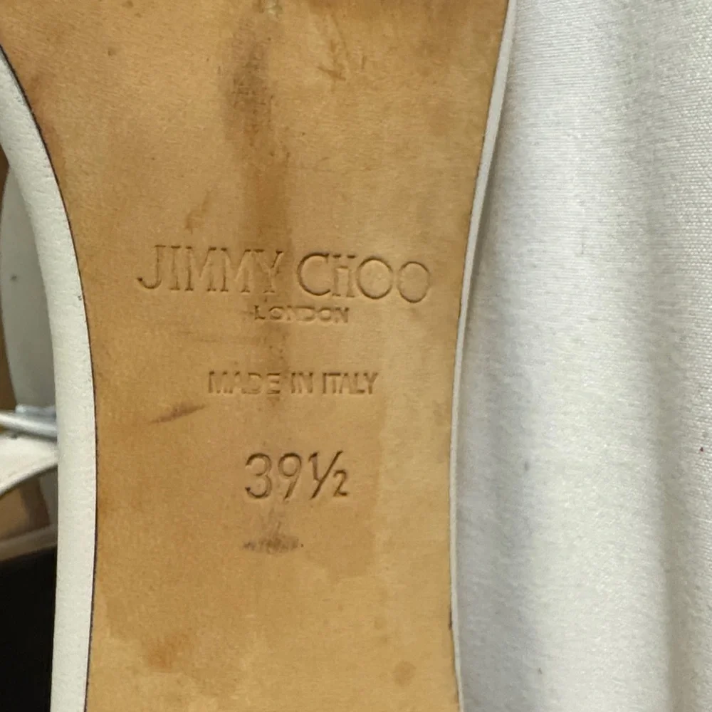 Jimmy Choo Jaimie 40 White Leather and PVC Block Heel Sandals Sz 39.5/ 9 - Picture 8 of 8
